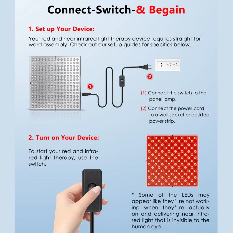 LED Red Light Therapy Panel Lamp for Facial Anti Aging