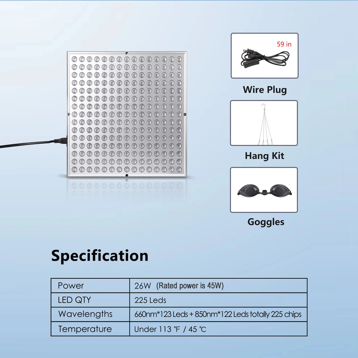 LED Red Light Therapy Panel Lamp for Facial Anti Aging