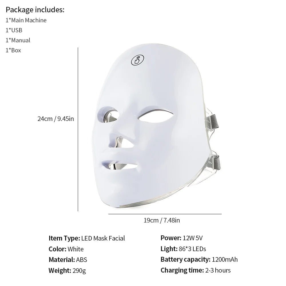 7 Color Led Facial Therapy Mask For Anti-aging